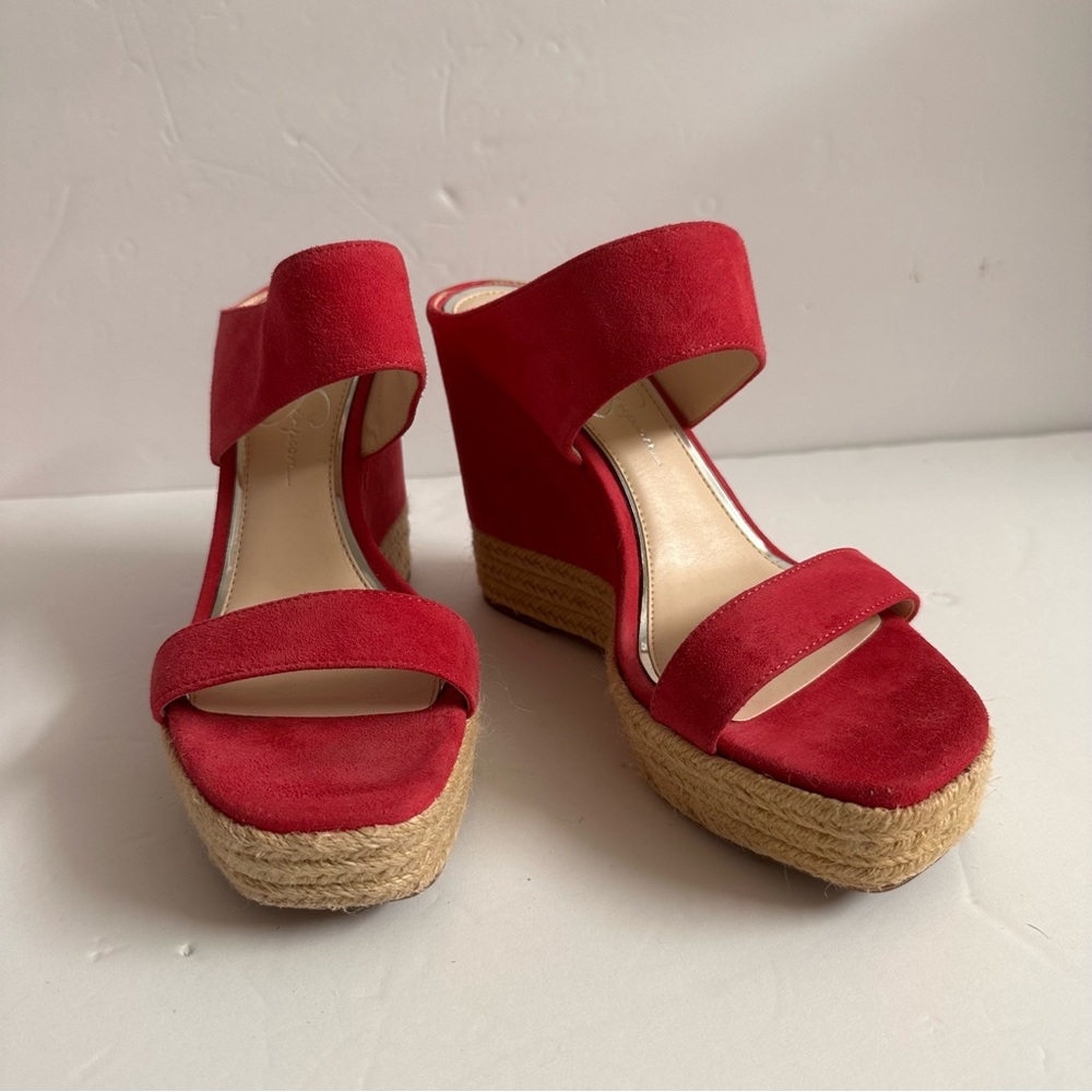 Jessica Simpson Siera Pink Suede Leather Wedges NWT Size 8